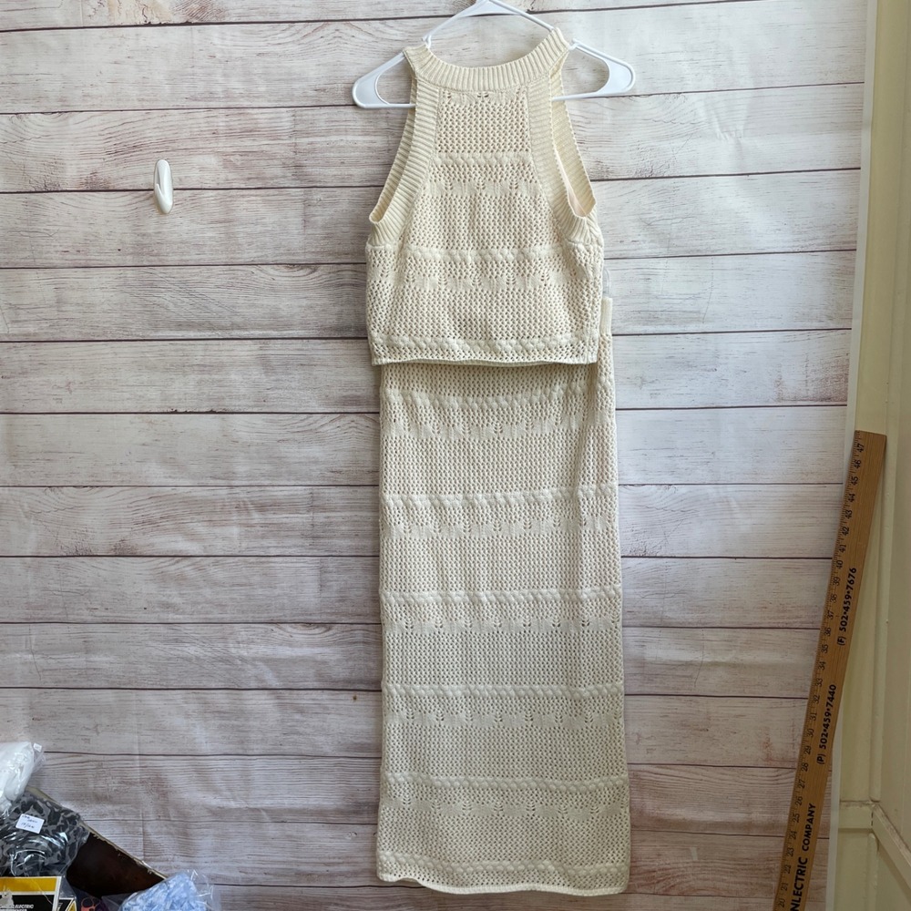 Haute Hippie Cream Knit Halter Skirt Set - Picture 2 of 9